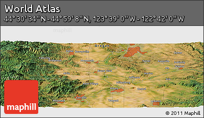 Satellite Panoramic Map of the Area around 44° 44' 51" N, 123° 10' 30" W