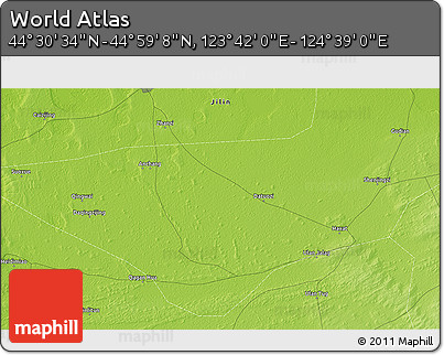 Physical 3D Map of the Area around 44° 44' 51" N, 124° 10' 30" E