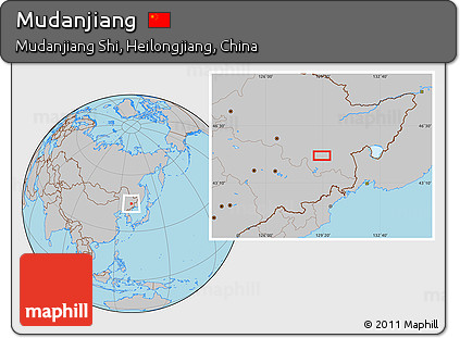 Gray Location Map of Mudanjiang