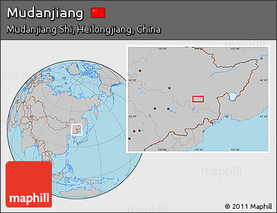 Gray Location Map of Mudanjiang