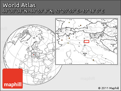 Blank Location Map of the Area around 44° 44' 51" N, 12° 49' 29" E