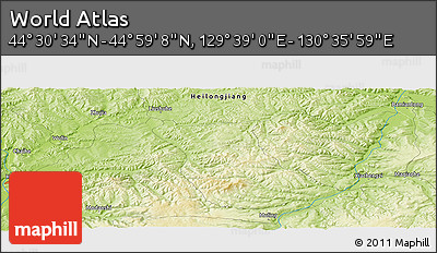 Physical Panoramic Map of the Area around 44° 44' 51" N, 130° 7' 30" E