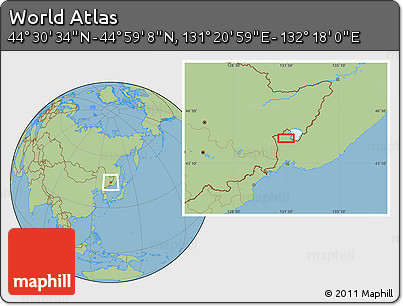 Savanna Style Location Map of the Area around 44° 44' 51" N, 131° 49' 29" E