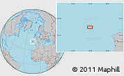 Gray Location Map of the area around 44° 44' 51" N, 13° 31' 30" W