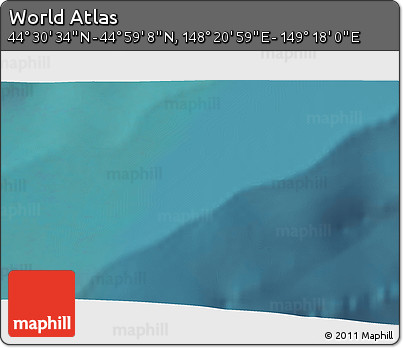 Satellite 3D Map of the Area around 44° 44' 51" N, 148° 49' 29" E