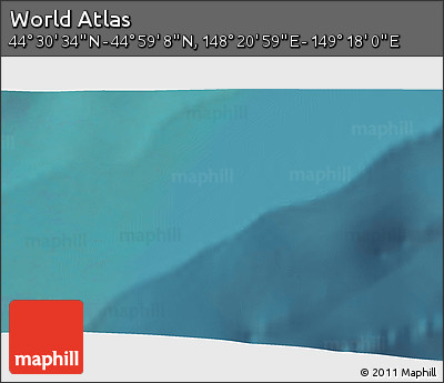 Satellite 3D Map of the Area around 44° 44' 51" N, 148° 49' 29" E