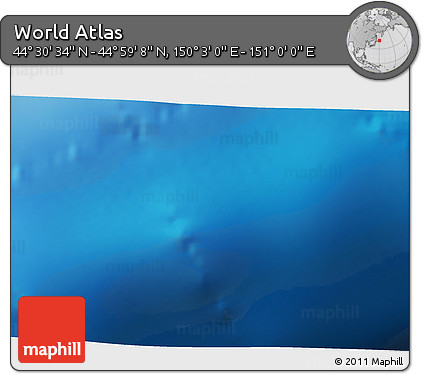 Physical 3D Map of the Area around 44° 44' 51" N, 150° 31' 30" E