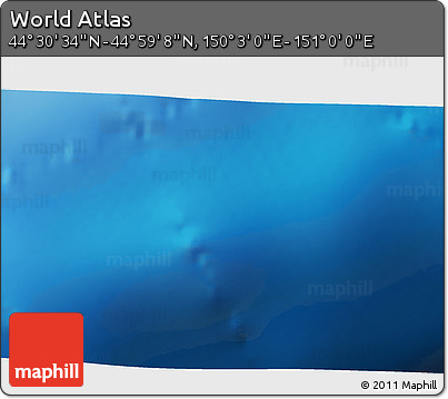 Physical 3D Map of the Area around 44° 44' 51" N, 150° 31' 30" E