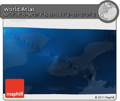 Physical 3D Map of the Area around 44° 44' 51" N, 151° 22' 30" E
