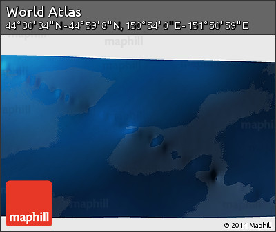 Physical 3D Map of the Area around 44° 44' 51" N, 151° 22' 30" E