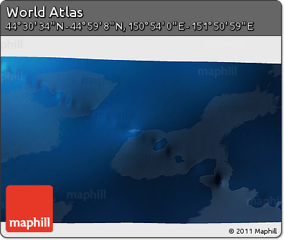 Physical 3D Map of the Area around 44° 44' 51" N, 151° 22' 30" E