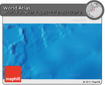 Physical 3D Map of the Area around 44° 44' 51" N, 156° 28' 29" E