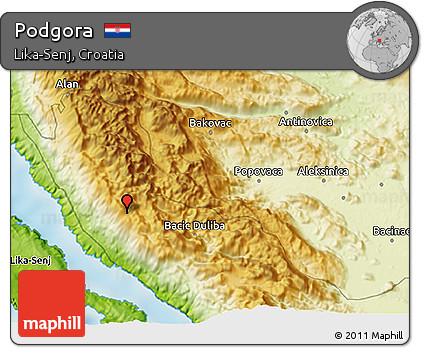 Physical 3D Map of Podgora
