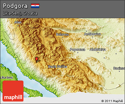 Physical 3D Map of Podgora