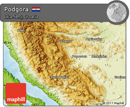 Physical Map of Podgora