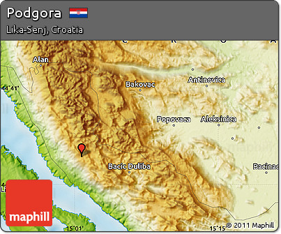 Physical Map of Podgora