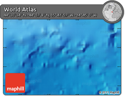 Physical Map of the Area around 44° 44' 51" N, 15° 13' 29" W