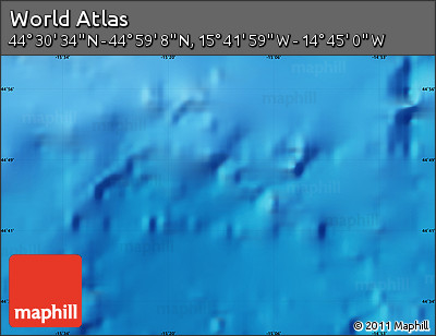 Physical Map of the Area around 44° 44' 51" N, 15° 13' 29" W