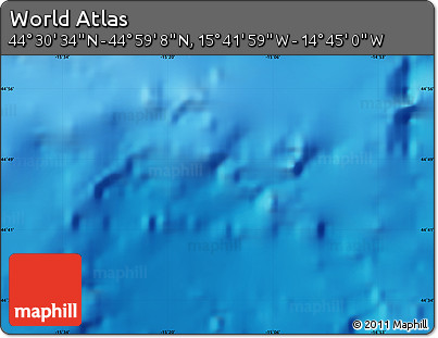 Physical Map of the Area around 44° 44' 51" N, 15° 13' 29" W