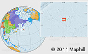 Political Location Map of the area around 44° 44' 51" N, 161° 34' 29" E