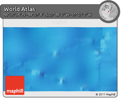 Shaded Relief 3D Map of the Area around 44° 44' 51" N, 20° 19' 30" W