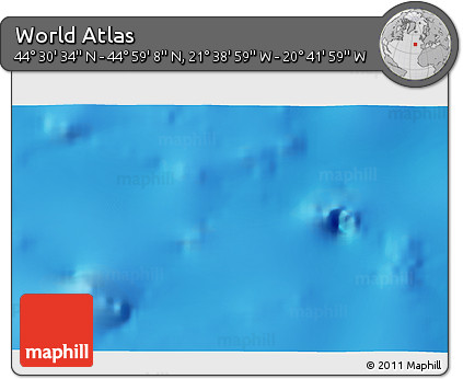 Shaded Relief 3D Map of the Area around 44° 44' 51" N, 21° 10' 29" W