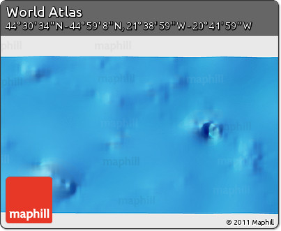 Shaded Relief 3D Map of the Area around 44° 44' 51" N, 21° 10' 29" W