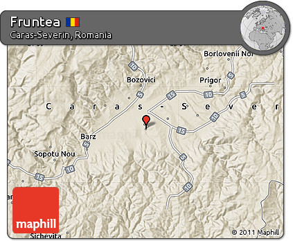 Shaded Relief Map of Fruntea