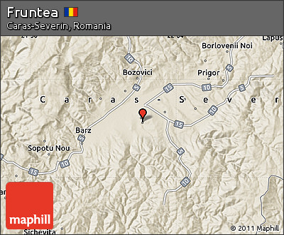 Shaded Relief Map of Fruntea