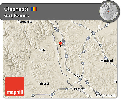 Shaded Relief Map of Cleşneşti