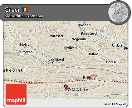 Shaded Relief Panoramic Map of Greci