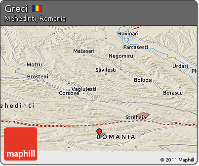 Shaded Relief Panoramic Map of Greci