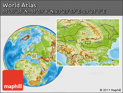 Physical Location Map of the Area around 44° 44' 51" N, 23° 52' 30" E