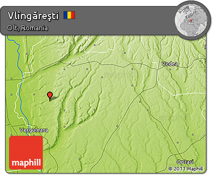 Physical 3D Map of Vlîngăreşti