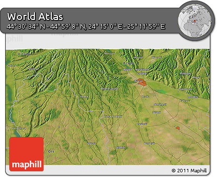 Satellite 3D Map of the Area around 44° 44' 51" N, 24° 43' 30" E