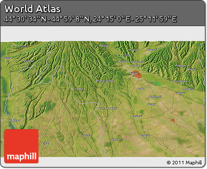Satellite 3D Map of the Area around 44° 44' 51" N, 24° 43' 30" E