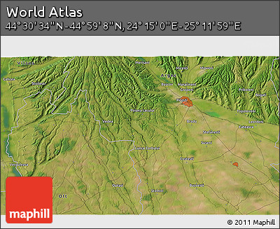 Satellite 3D Map of the Area around 44° 44' 51" N, 24° 43' 30" E