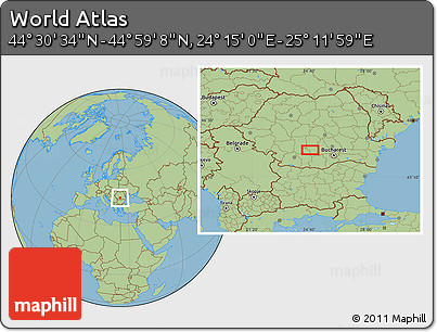 Savanna Style Location Map of the Area around 44° 44' 51" N, 24° 43' 30" E