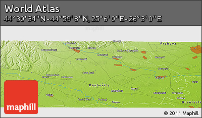 Physical Panoramic Map of the Area around 44° 44' 51" N, 25° 34' 30" E