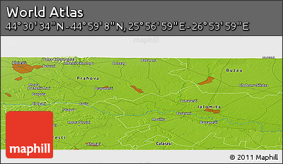Physical Panoramic Map of the Area around 44° 44' 51" N, 26° 25' 29" E