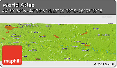Physical Panoramic Map of the Area around 44° 44' 51" N, 26° 25' 29" E