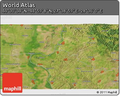 Satellite 3D Map of the Area around 44° 44' 51" N, 28° 7' 30" E