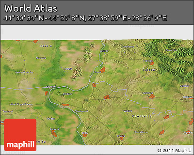 Satellite 3D Map of the Area around 44° 44' 51" N, 28° 7' 30" E