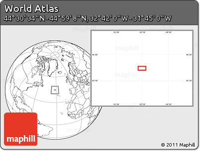 Blank Location Map of the Area around 44° 44' 51" N, 32° 13' 30" W