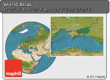 Satellite Location Map of the Area around 44° 44' 51" N, 34° 55' 29" E