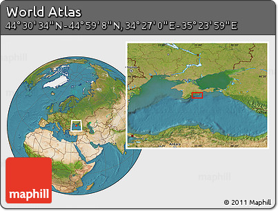 Satellite Location Map of the Area around 44° 44' 51" N, 34° 55' 29" E
