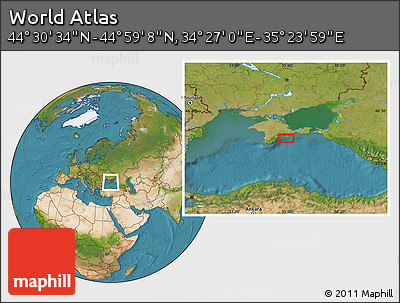 Satellite Location Map of the Area around 44° 44' 51" N, 34° 55' 29" E