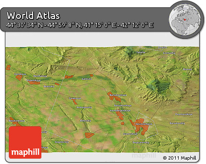 Satellite 3D Map of the Area around 44° 44' 51" N, 41° 43' 30" E