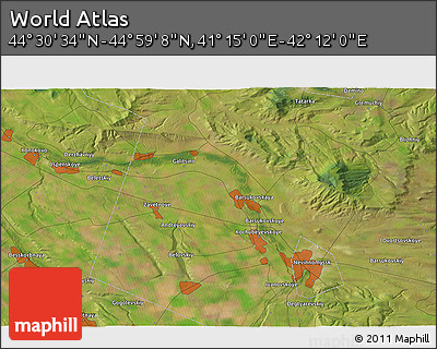 Satellite 3D Map of the Area around 44° 44' 51" N, 41° 43' 30" E