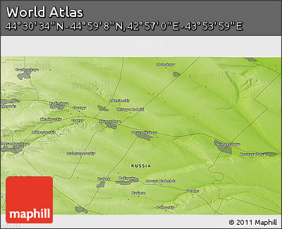 Physical 3D Map of the Area around 44° 44' 51" N, 43° 25' 29" E